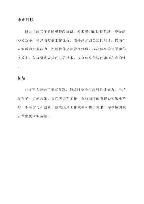 办文不力整顿情况汇报
