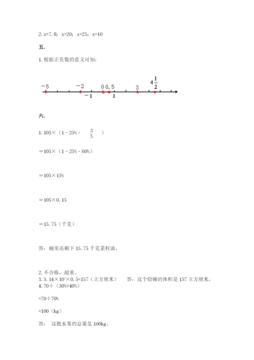 沪教版六年级数学下学期期末测试题（实用）.docx