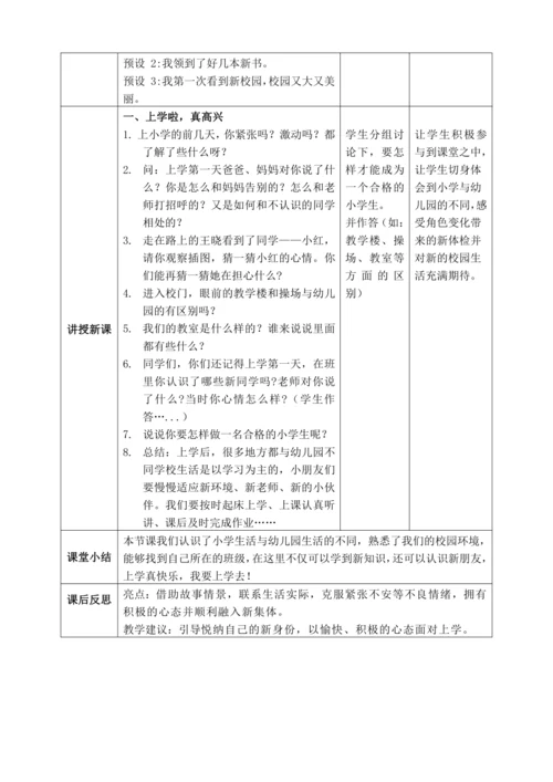 【核心素养】人教版小学道德与法治一年级上册 第一课时 开开心心上学去 课件+教案（含教学反思）