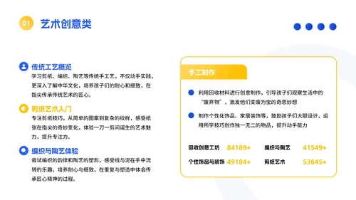 蓝黄色简约插画风暑假活动PPT模板