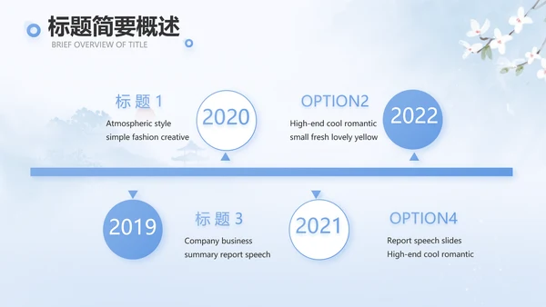 蓝色唯美中国风春天旅游相册PPT动态