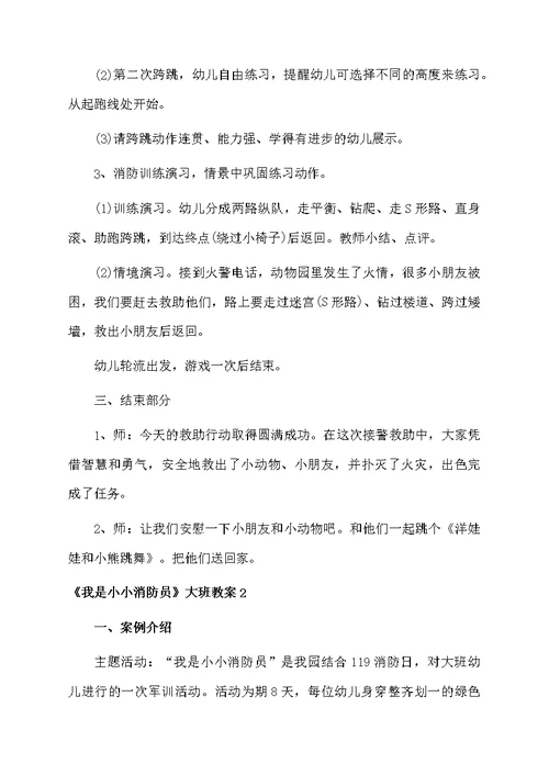 《我是小小消防员》大班教案