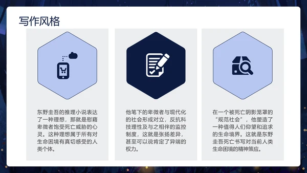 卡通深黑色白夜行文学小说读书分享会PPT模板