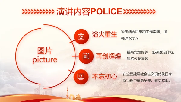 红色大气公安警察工作汇报动态PPT