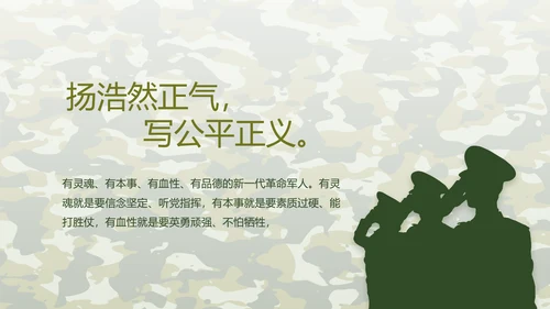 迷彩风八一建军节总结动态PPT模板