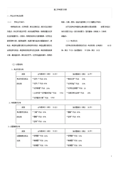 高中化学学考复习计划