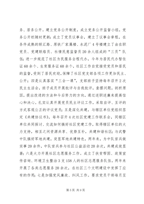 社区党支部创建市级五个好社区党支部汇报 (2).docx