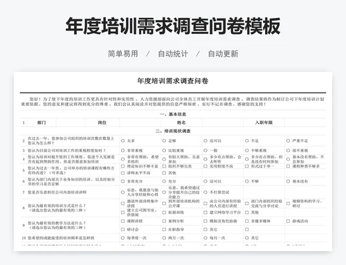 年度培训需求调查问卷模板