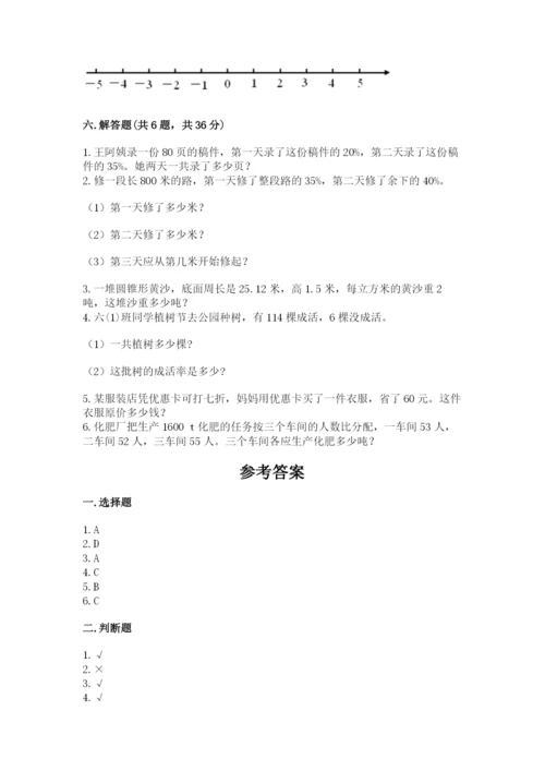 周口市项城市六年级下册数学期末测试卷完整.docx