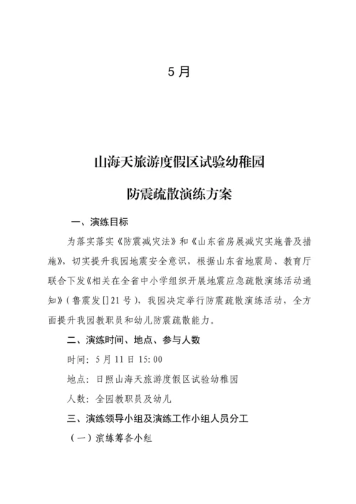 幼儿园防震演练活动专项方案.docx