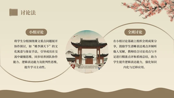 棕色中国风桃李满天下语文教学课件PPT模板