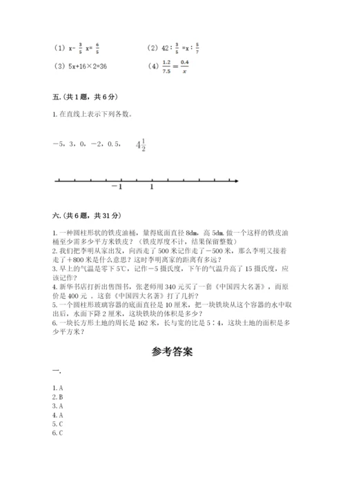 苏教版六年级数学小升初试卷含完整答案【考点梳理】.docx