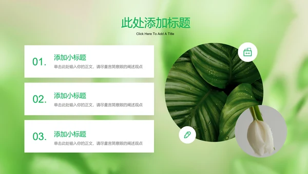 绿色清新风总结汇报通用PPT演示模板