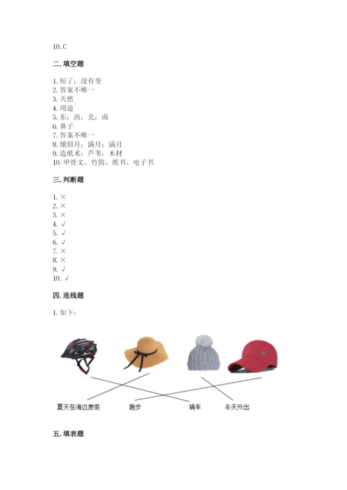 教科版二年级上册科学期末考试试卷及参考答案（基础题）.docx
