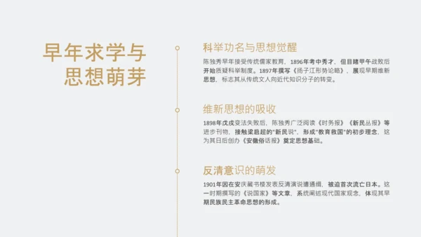 黄色简约风人物介绍之陈独秀
