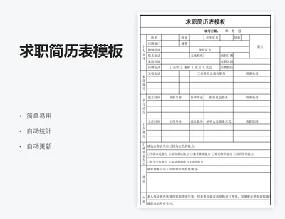 求职简历表模板