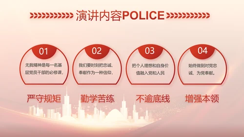 红色大气公安警察训词工作总结PPT