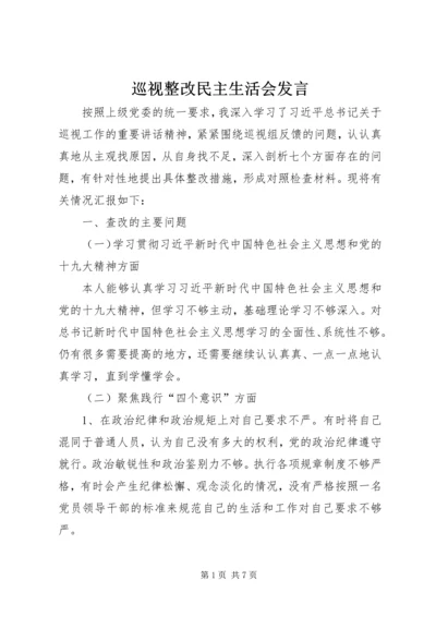 巡视整改民主生活会发言.docx