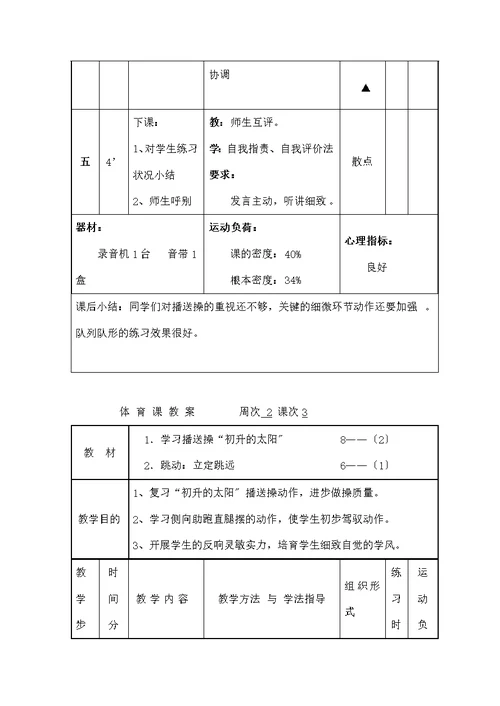 小学五年级体育教案上册全集