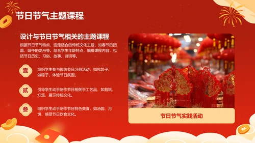 红色插画风传统习俗与节日传承PPT模板