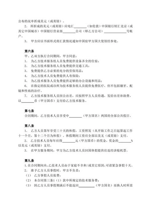 国际技术服务合同-Word合同模板