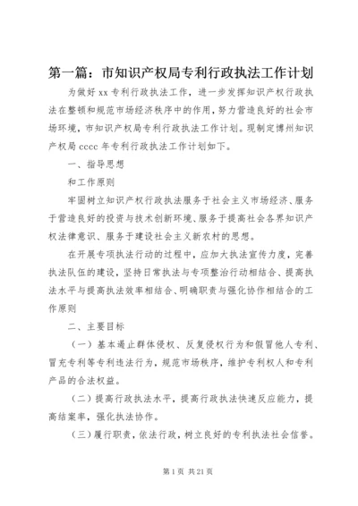 第一篇：市知识产权局专利行政执法工作计划.docx