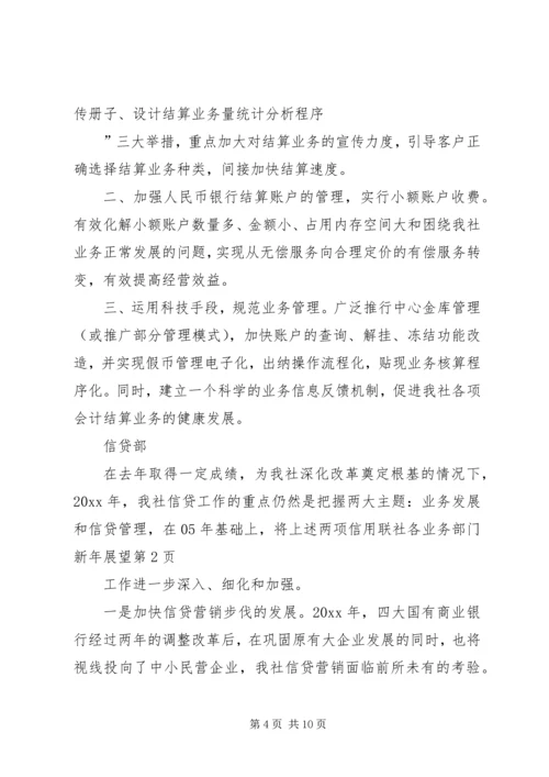 信用联社各业务部门新年展望.docx
