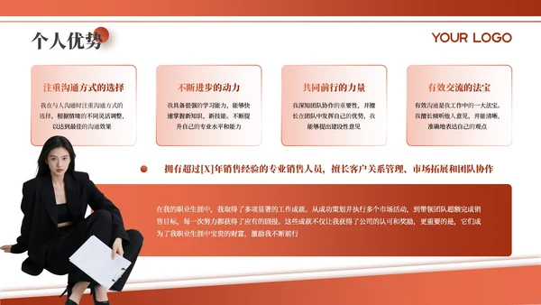 橙色商务风个人简介通用PPT模板