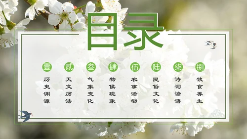 春分春天的白花通用PPT模板