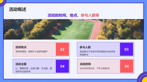 紫色孟菲斯学生社团汇报展示PPT模板