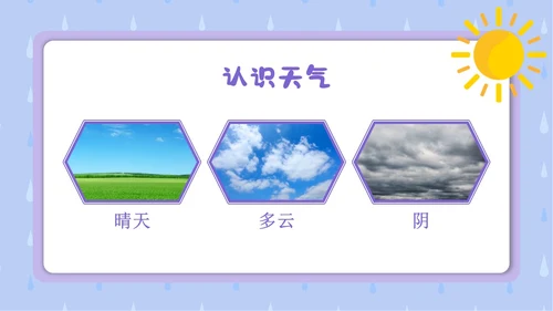 蓝色卡通插画简约小小气象员幼儿园认识天气教学课件PPT课件
