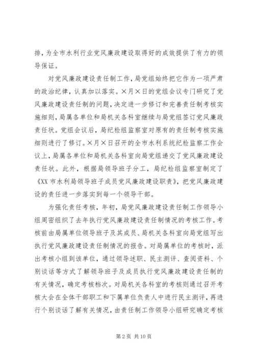 市水利局领导班子执行党风廉政建设责任制情况的报告_1.docx