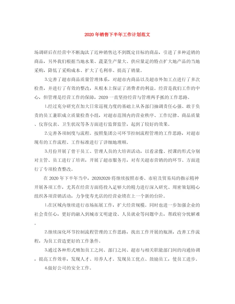 精编之年销售下半年工作计划范文.docx