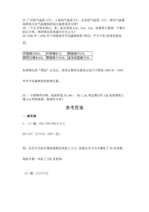六年级小升初数学解决问题50道带答案（能力提升）.docx
