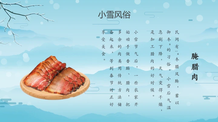 卡通风中国传统二十四节气小雪PPT模板