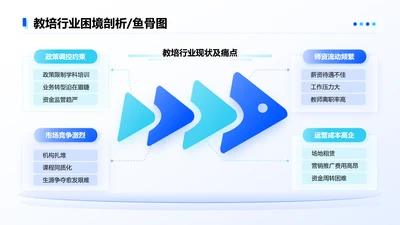 蓝色简约风困境剖析4项鱼骨图