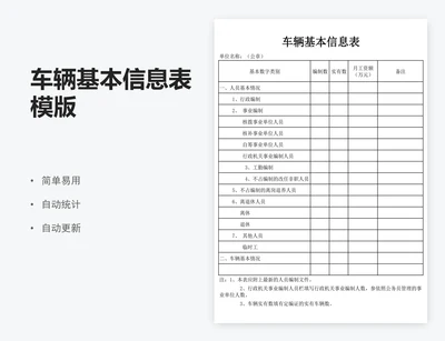 车辆基本信息表模版