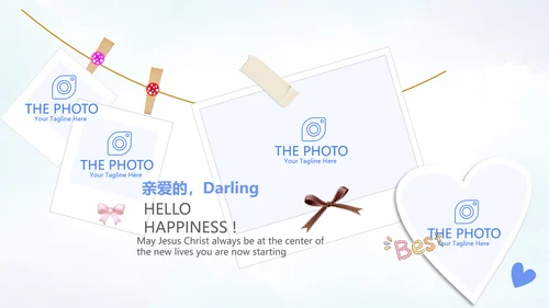 手绘蓝色小清新旅行电子相册PPT动态模板