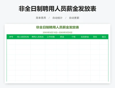 非全日制聘用人员薪金发放表