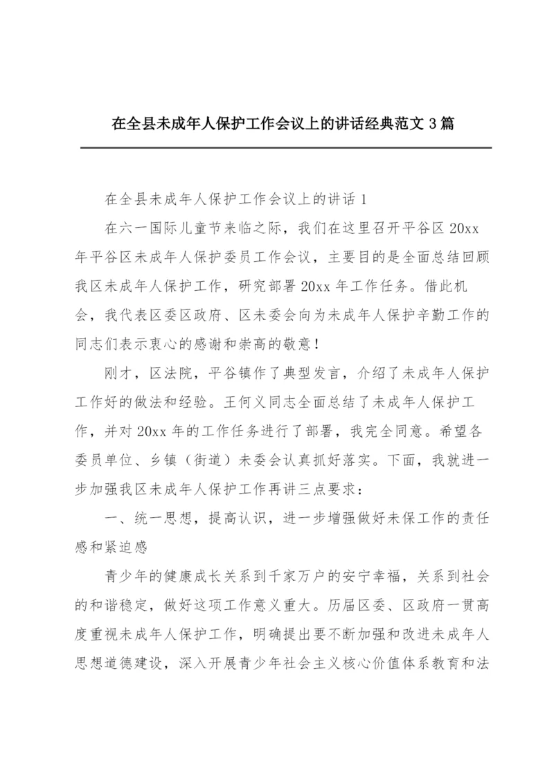 在全县未成年人保护工作会议上的讲话经典范文3篇.docx