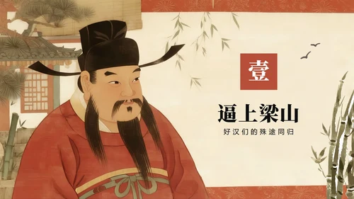 手绘插画中国风四大名著水浒传介绍主题PPT模板