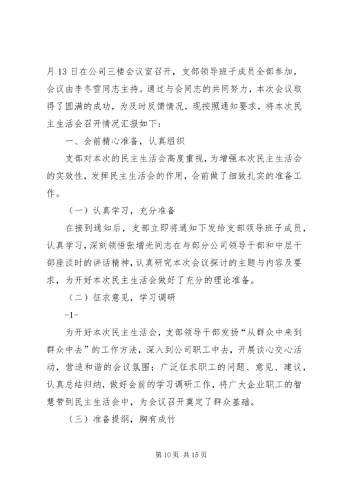 召开民主生活会情况的报告.docx