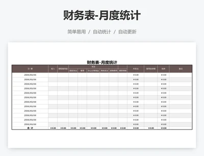 财务表-月度统计
