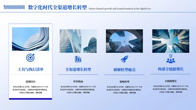 蓝色商务风4项图文排版PPT单页