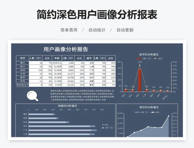 简约深色用户画像分析报表