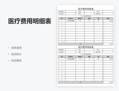 医疗费用明细表
