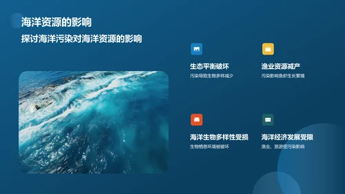 蓝色渐变海洋污染PPT模板