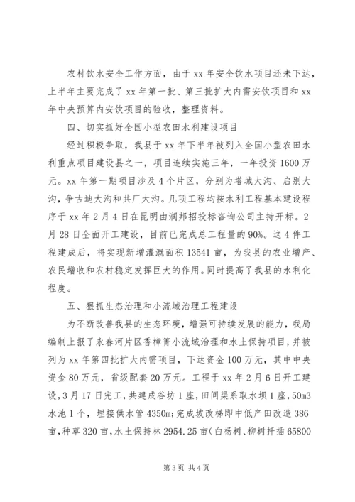 水务局XX年上半年工作总结及下半年工作计划 (3).docx