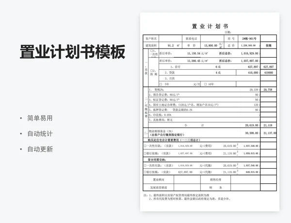 置业计划书模板