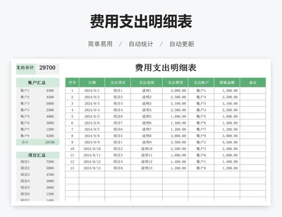 费用支出明细表